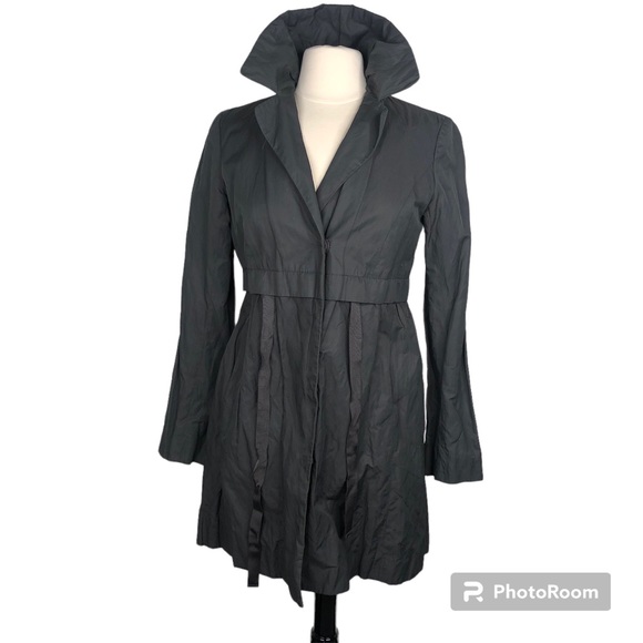 LOFT Lightweight Cinched Waist Rain Jacket Coat Packable Gray Size 4 - Picture 3 of 8